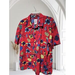 Topo Designs Shirt XL Men Button Up Short Sleeve Organic Cotton Floral